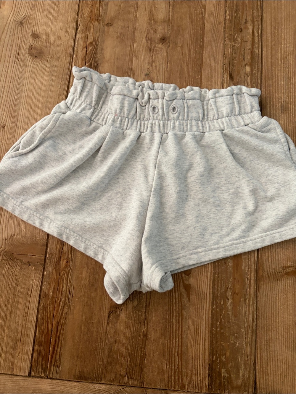 Urban Outfitters Light Gray High-Waist Paperbag Shorts